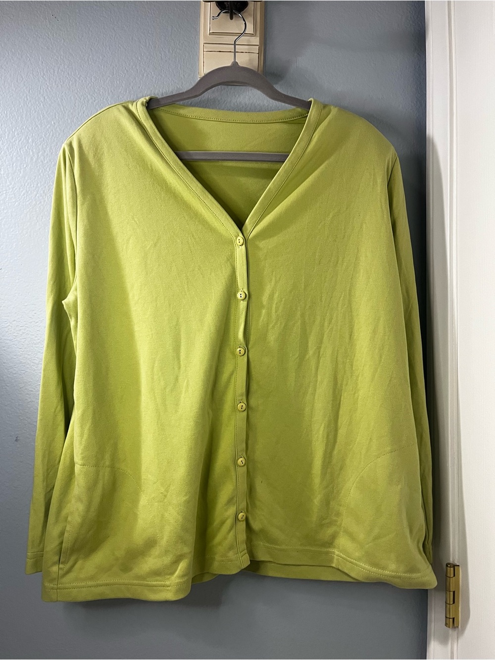 Vintage Weekenders Light Green V-Neck Button Front Women’s Top